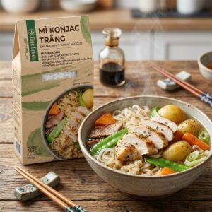 Mì Konjac Shirataki Healthy Mộc Green 313g - Mì konjac hữu cơ ít calo, không gluten, phù hợp chế độ eat clean và giảm cân.