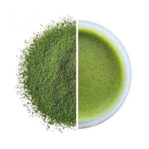 Hình ảnh bột Matcha Mocgreen nguyên chất 100% với màu xanh tự nhiên, bột siêu mịn, thích hợp pha Matcha Latte, trà Matcha, làm bánh và các món đồ uống healthy.