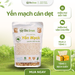 Yến Mạch Cán Dẹt Healthy Mộc Green 100% nguyên chất, giàu chất xơ, thích hợp cho bữa ăn sáng healthy