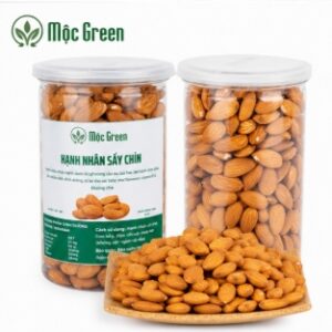 Hũ hạnh nhân sấy chín nguyên hạt giàu dinh dưỡng.