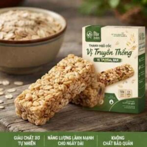 Thanh Ngũ Cốc Yến Mạch Mộc Green Vị Truyền Thống được làm từ yến mạch và các loại hạt tự nhiên, giàu chất xơ, phù hợp cho bữa sáng và bữa ăn nhẹ healthy.